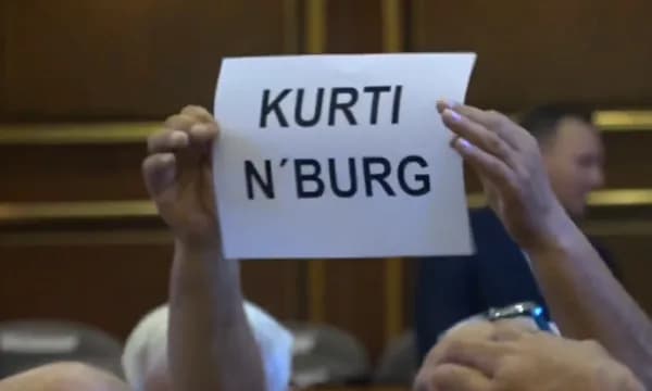 “Kurti n’burg”, një mërgimtar me kërkesë në Kuvend, ia heqin nga duart pankartën
