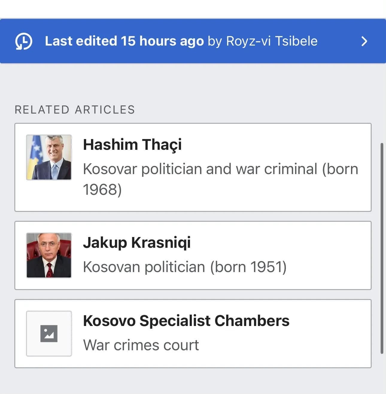 Wikipedia u shton “kriminel lufte” në biografitë e katër ish-krerëve të UÇK-së të dënuar nga Specialja