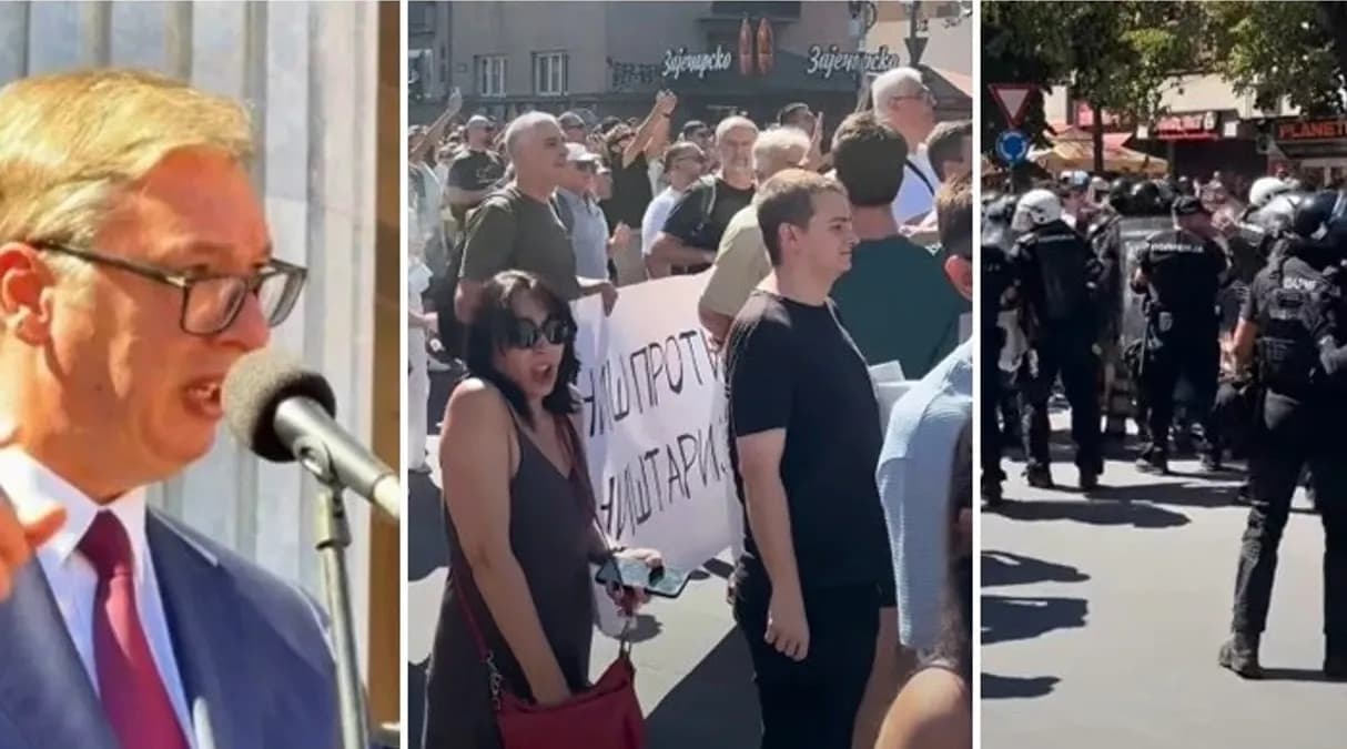 Vërshëllima, hedhje vezësh dhe brohoritje “Ik, ik!” – Vuçiqi nuk mirëpritet nga mijëra qytetarë të Nishit
