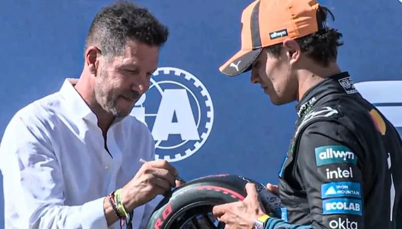 Simeone protagonist në ceremoninë e Formula 1, i dorëzon çmimin Lando Norris