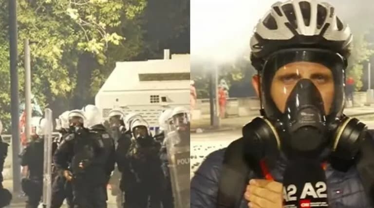 Gazetari i A2 CNN goditet me plumb gome gjatë protestës në Tiranë