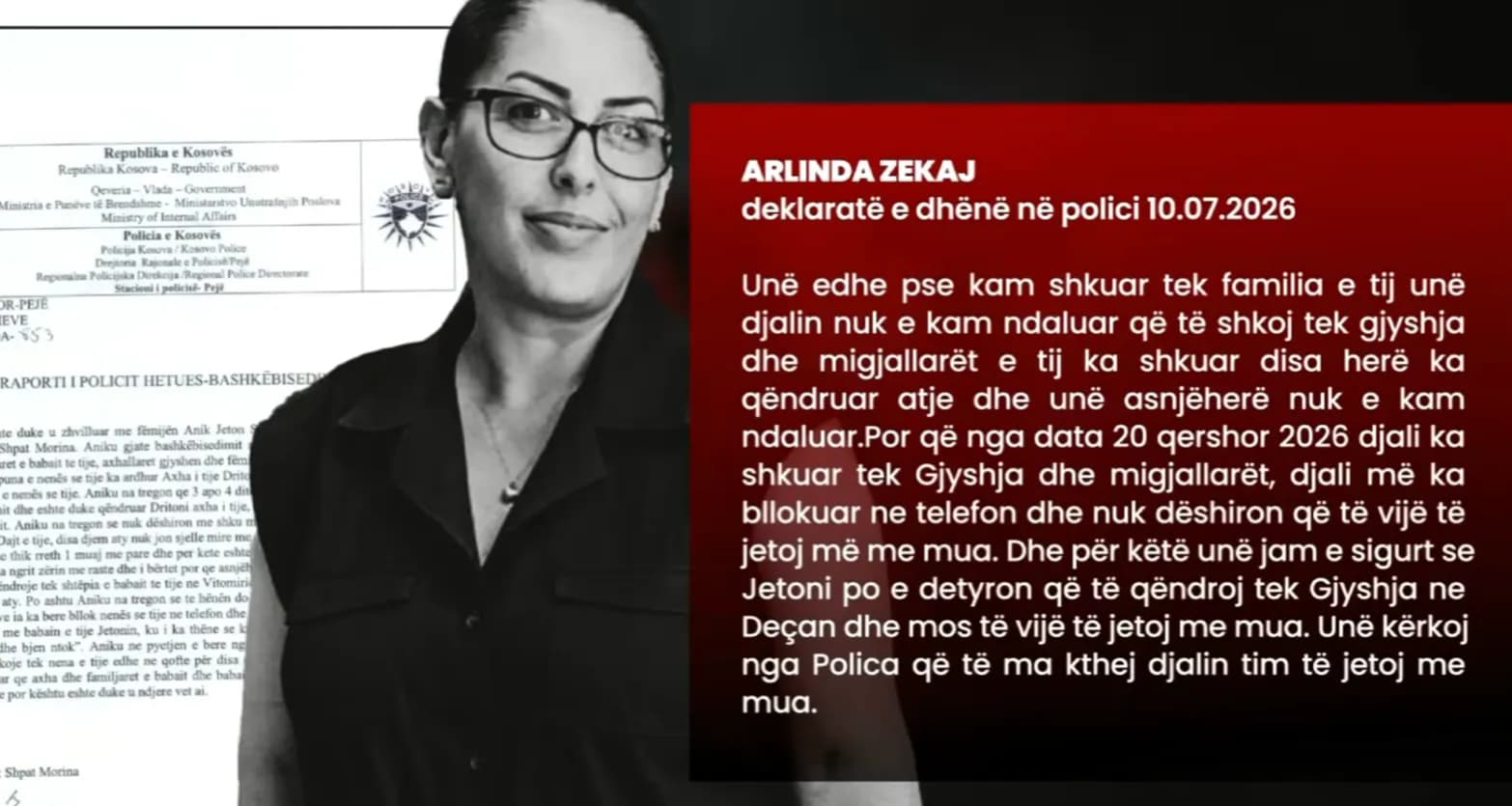 "Po e detyron Jetoni", çka deklaroi Arlinda në Polici, disa ditë pasi nuk kishte komunikuar me të birin