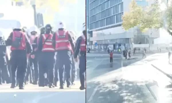 Protestuesit në Tiranë gjuajnë me fishekzjarrë, policia kundërpërgjigjet me ujë e gaz lotsjellës