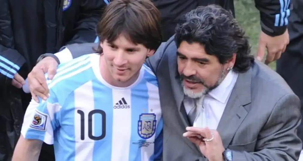 Messi ndan fotografinë emocionuese me Maradonën