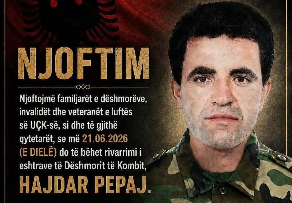 Nesër rivarroset dëshmori i kombit, Hajdar Pepaj – Publikohet agjenda
