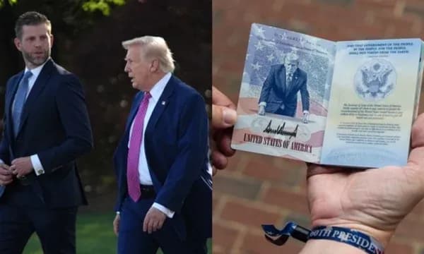Djali i Trumpit prezanton pasaportën e re amerikane me fytyrën e babait të tij