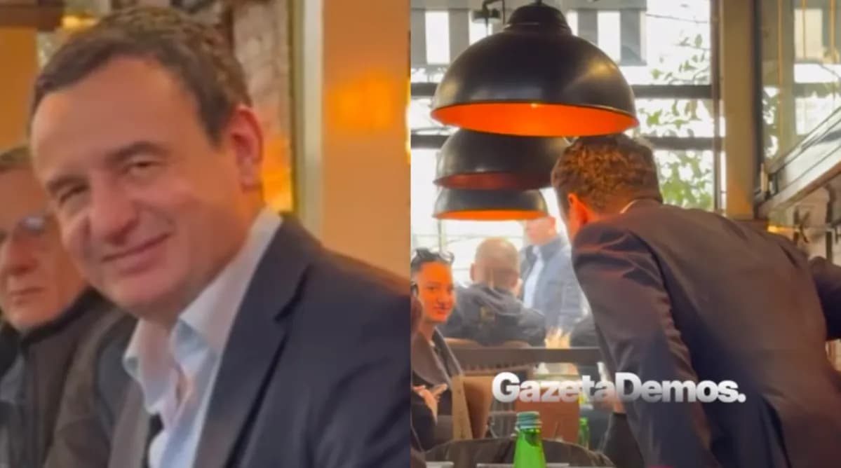 Kurti e godet kokën në dritën e lokalit ku piu kafe, s’i prishet disponimi – VIDEO