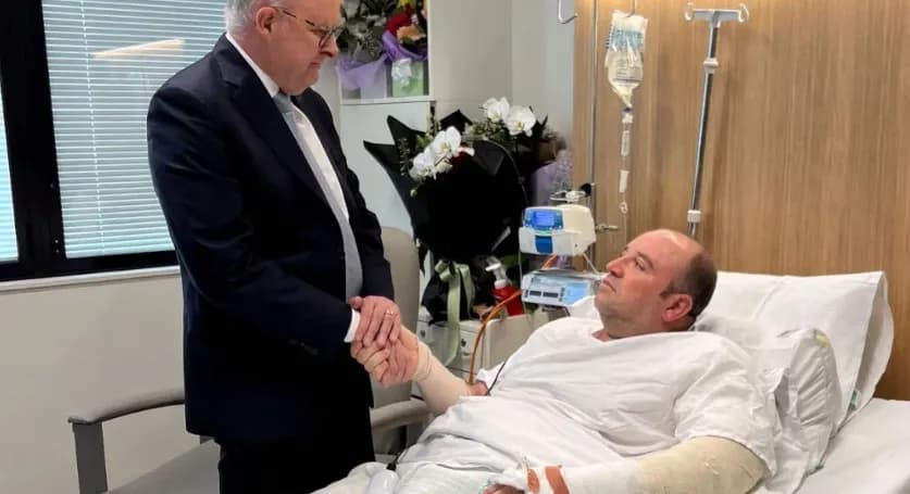 “Është një hero i vërtetë”, Albanese i shkon për vizitë në spital burrit që e çarmatosi sulmuesin në Bondi