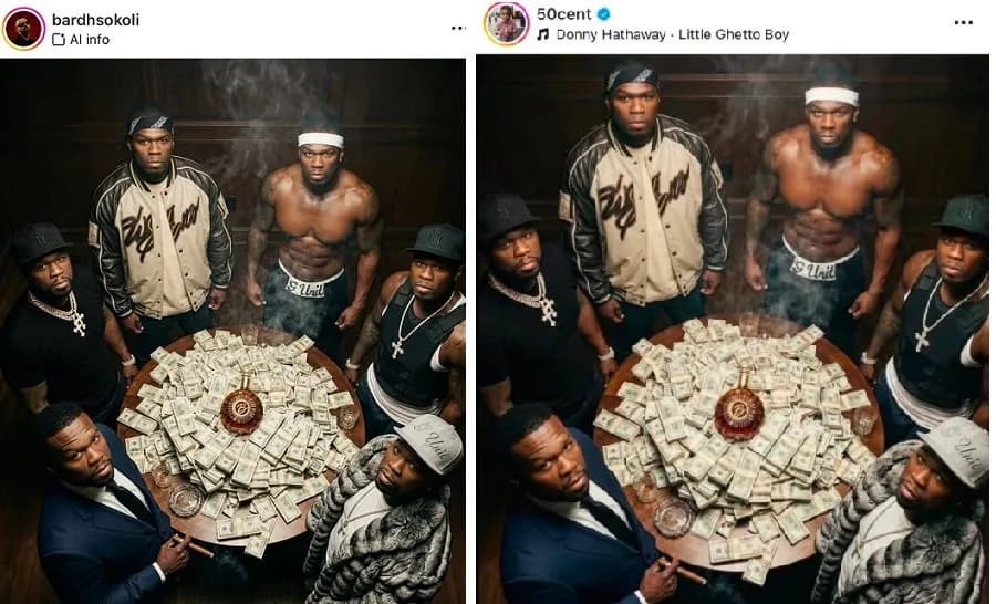 Fotografia me AI e 50 Cent-it e krijuar nga kosovari Bardh Sokoli shpërndahet edhe nga vetë reperi amerikan