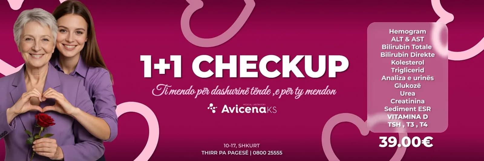 Dashuria që kujdeset: Pako 1+1 Checkup për Shën Valentin nga Avicena KS