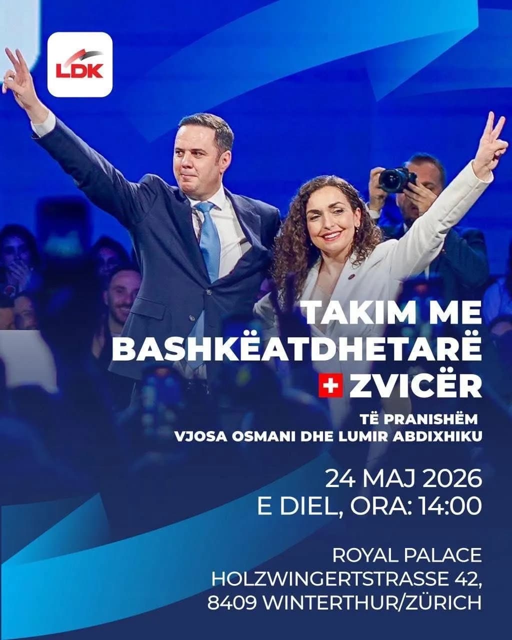 Abdixhiku e Osmani mbajnë sot në takim me bashkatdhetarët në Cyrih të Zvicres