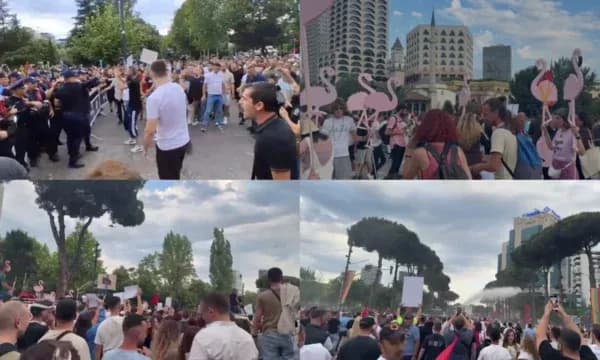 2 orë protestë në bulevard kundër projektit të Zvërnecit, qytetarët nuk i largon as shiu, thirrje për revolucion nga Kryeministria