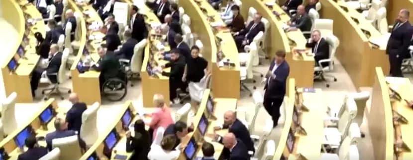 Seanca plenare kthehet në ‘arenë boksi’ në Gjeorgji, përplasje fizike mes deputetëve