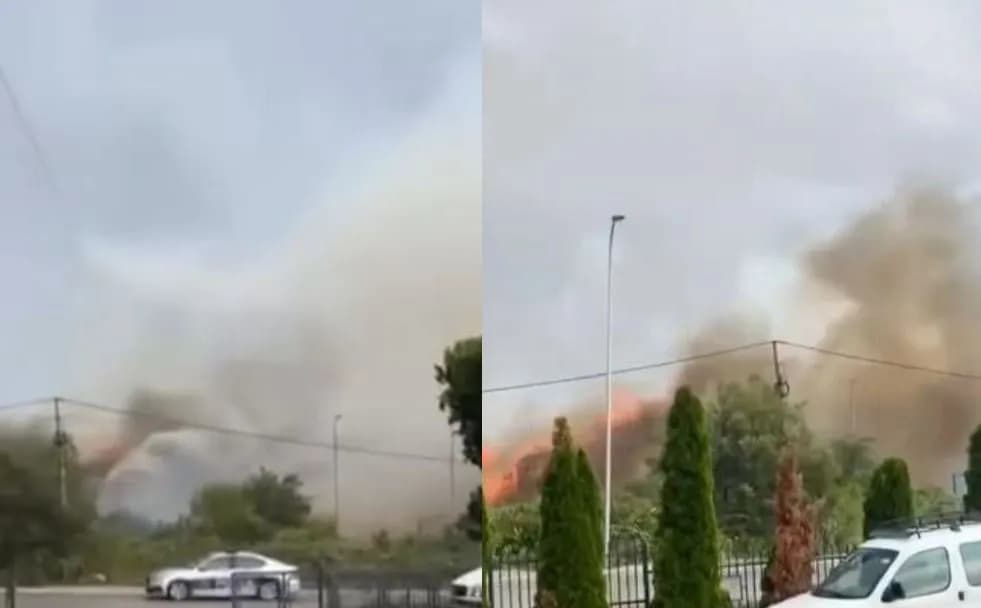 Dyshohet se stuhia shkaktoi zjarr afër një shkolle profesionale në Shirokë të Suharekës